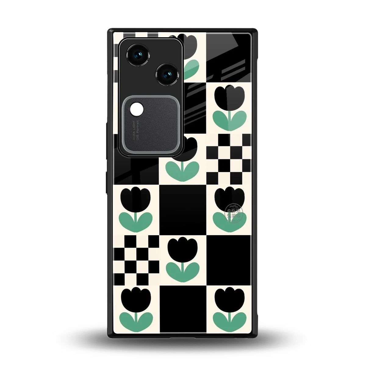 Minimalistic Flower Pattern back phone cover | glass case for vivo v30
