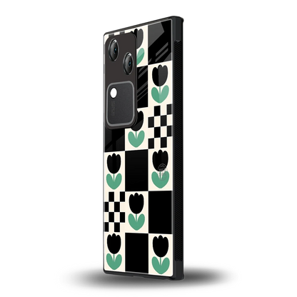 Minimalistic Flower Pattern vivo v30 mobile cover | shockproof glass phone case