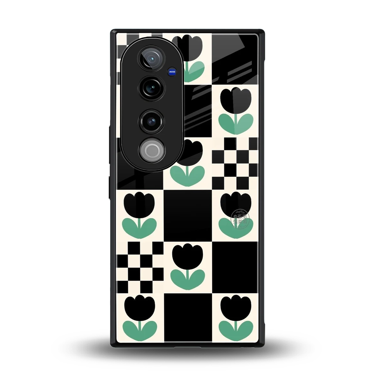 Minimalistic Flower Pattern back phone cover | glass case for vivo v40 pro