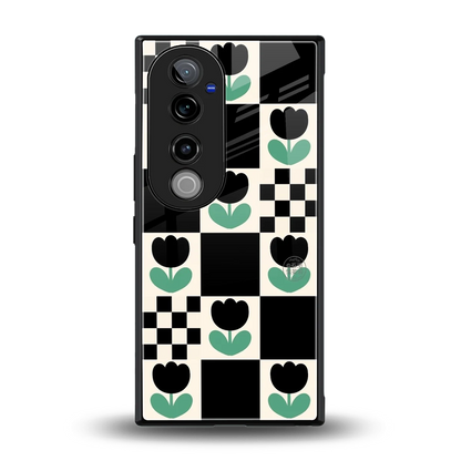 Minimalistic Flower Pattern back phone cover | glass case for vivo v40 pro