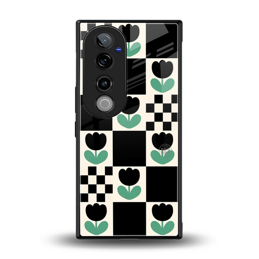 Minimalistic Flower Pattern back phone cover | glass case for vivo v40 pro