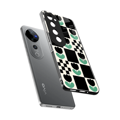 Minimalistic Flower Pattern sleek vivo v40 pro cover with tempered glass back and TPU edges