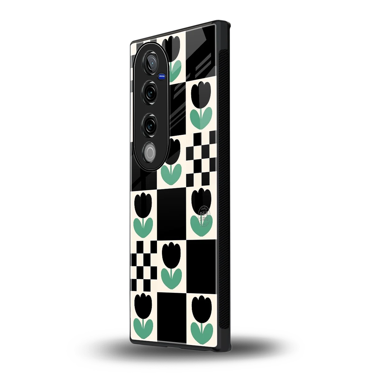 Minimalistic Flower Pattern vivo v40 pro mobile cover | shockproof glass phone case