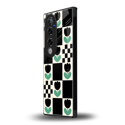 Minimalistic Flower Pattern vivo v40 pro mobile cover | shockproof glass phone case
