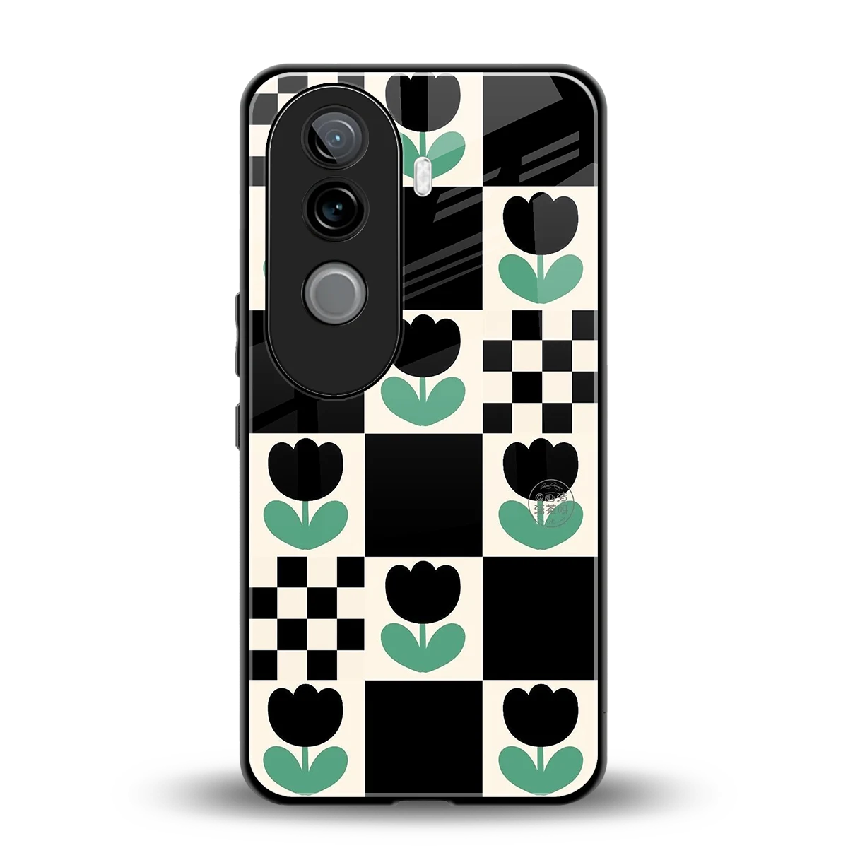 Minimalistic Flower Pattern back phone cover | glass case for vivo v40e