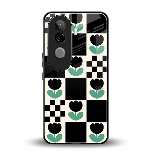 Minimalistic Flower Pattern back phone cover | glass case for vivo v40e