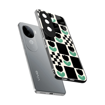 Minimalistic Flower Pattern sleek vivo v40e cover with tempered glass back and TPU edges