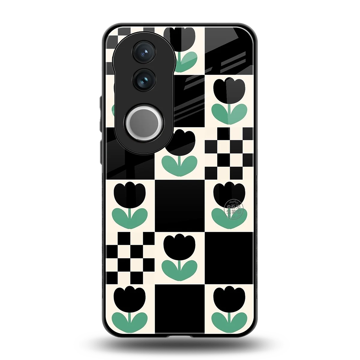 Minimalistic Flower Pattern back phone cover | glass case for vivo v50