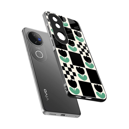 Minimalistic Flower Pattern sleek vivo v50 cover with tempered glass back and TPU edges