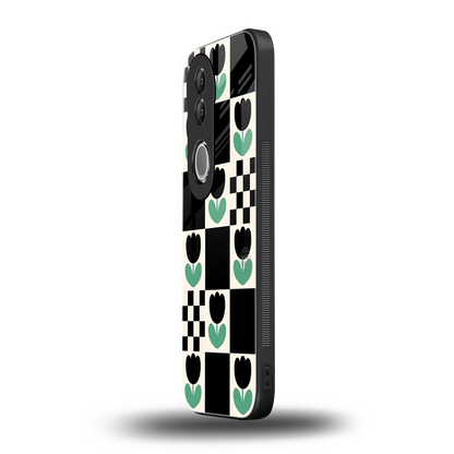 Minimalistic Flower Pattern vivo v50 mobile cover | shockproof glass phone case