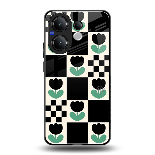 Minimalistic Flower Pattern back phone cover | glass case for vivo v60