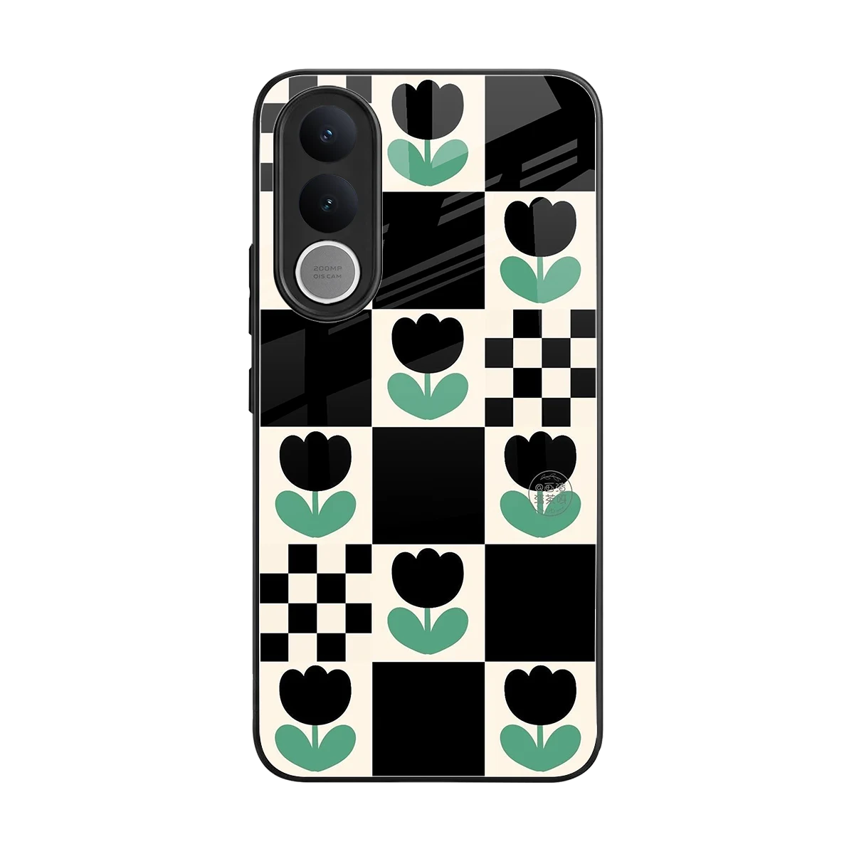 Minimalistic Flower Pattern back phone cover | glass case for vivo v70 fe