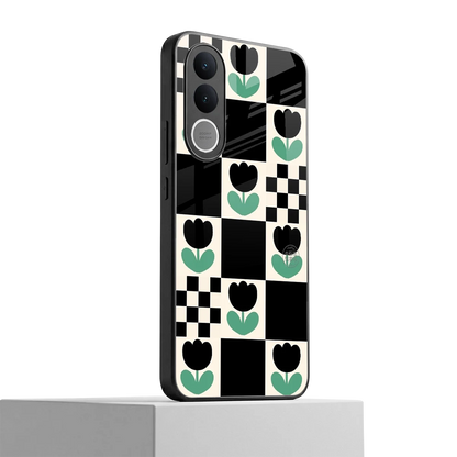 Minimalistic Flower Pattern vivo v70 fe mobile cover | shockproof glass phone case