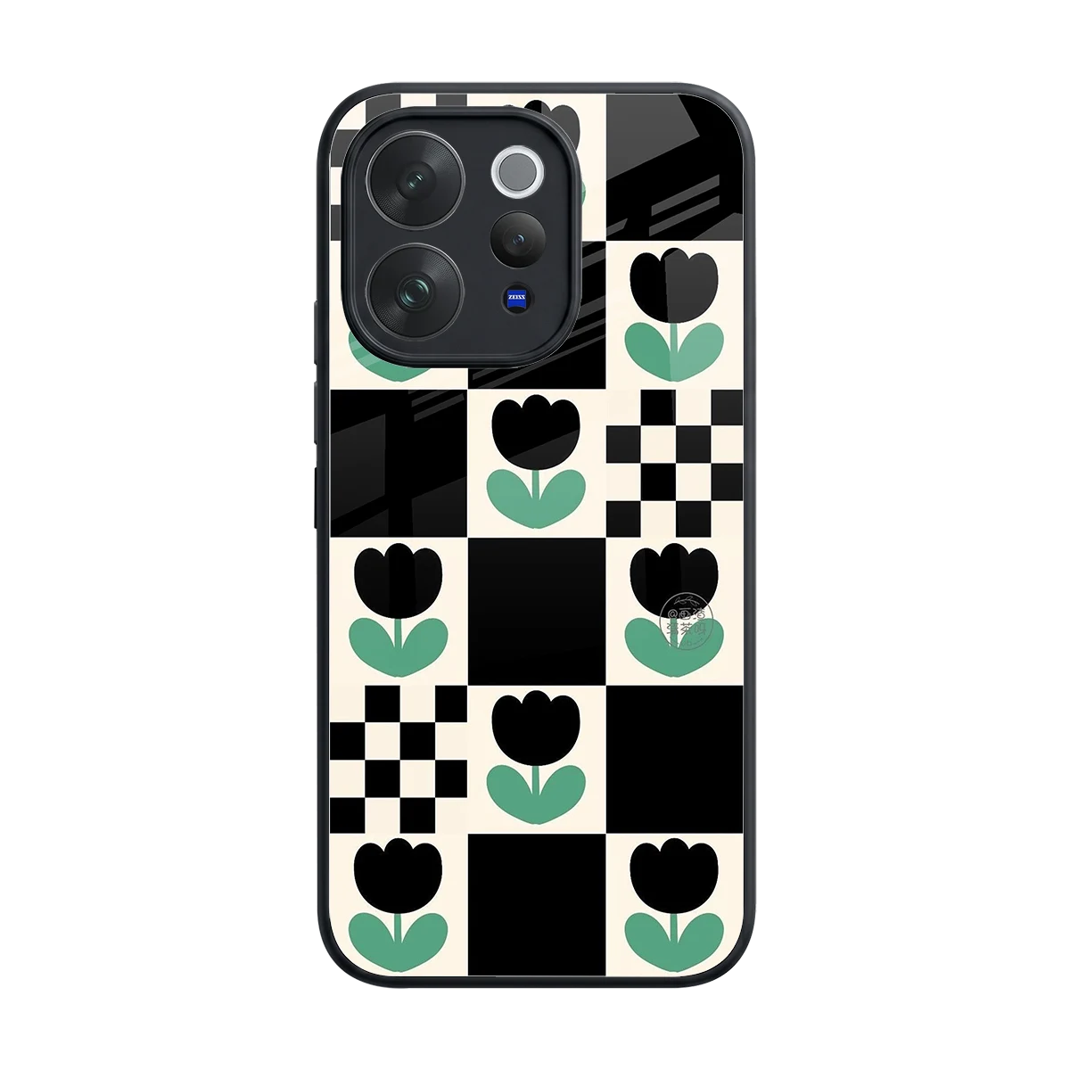 Minimalistic Flower Pattern back phone cover | glass case for vivo v70 elite