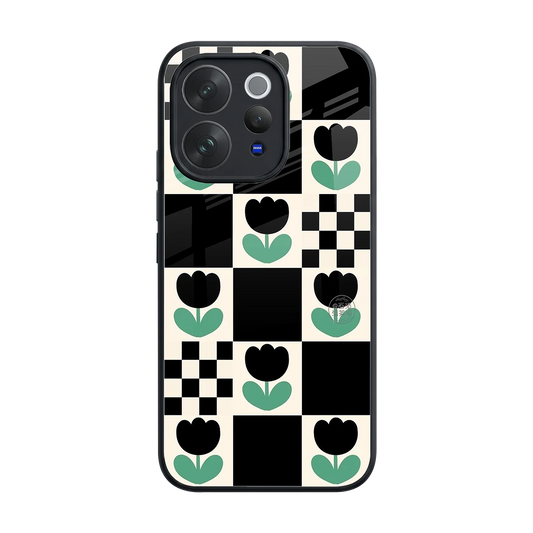 Minimalistic Flower Pattern back phone cover | glass case for vivo v70 elite