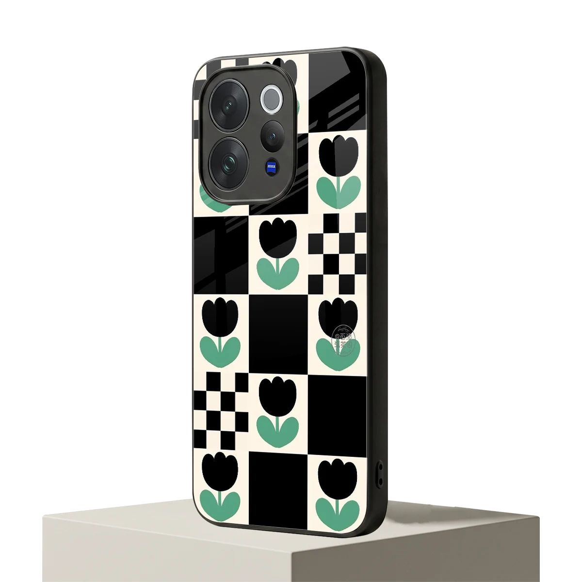 Minimalistic Flower Pattern vivo v70 mobile cover | shockproof glass phone case