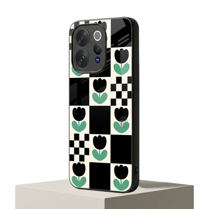 Minimalistic Flower Pattern vivo v70 mobile cover | shockproof glass phone case