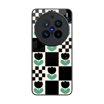 Minimalistic Flower Pattern back phone cover | glass case for vivo x200 pro