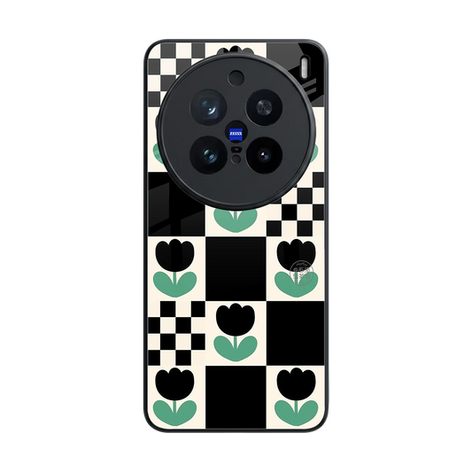 Minimalistic Flower Pattern back phone cover | glass case for vivo x200 pro