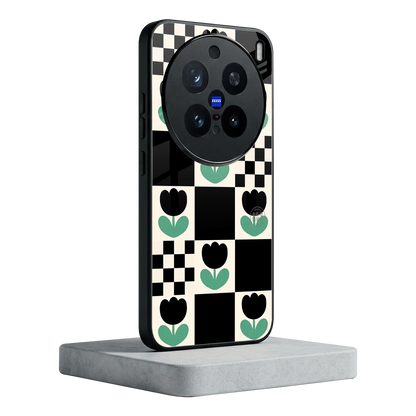Minimalistic Flower Pattern vivo x200 pro mobile cover | shockproof glass phone case