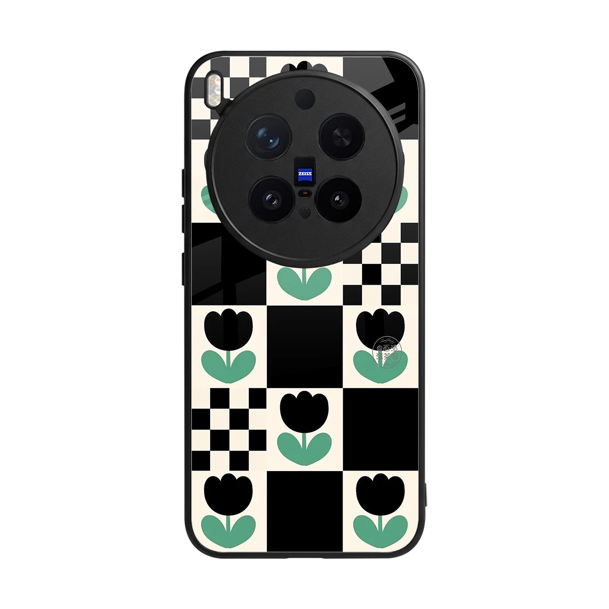 Minimalistic Flower Pattern back phone cover | glass case for vivo x300 pro