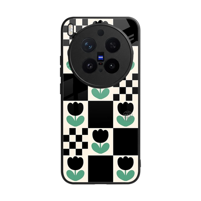 Minimalistic Flower Pattern back phone cover | glass case for vivo x300 pro