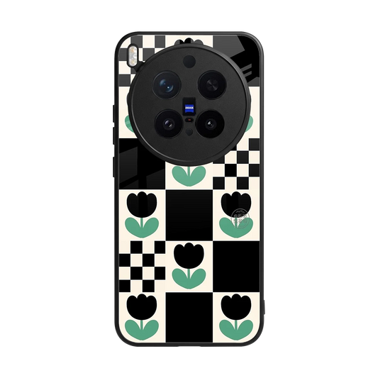 Minimalistic Flower Pattern back phone cover | glass case for vivo x300 pro