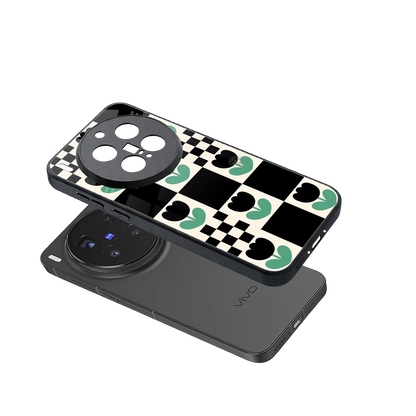 Minimalistic Flower Pattern sleek vivo x300 pro cover with tempered glass back and TPU edges