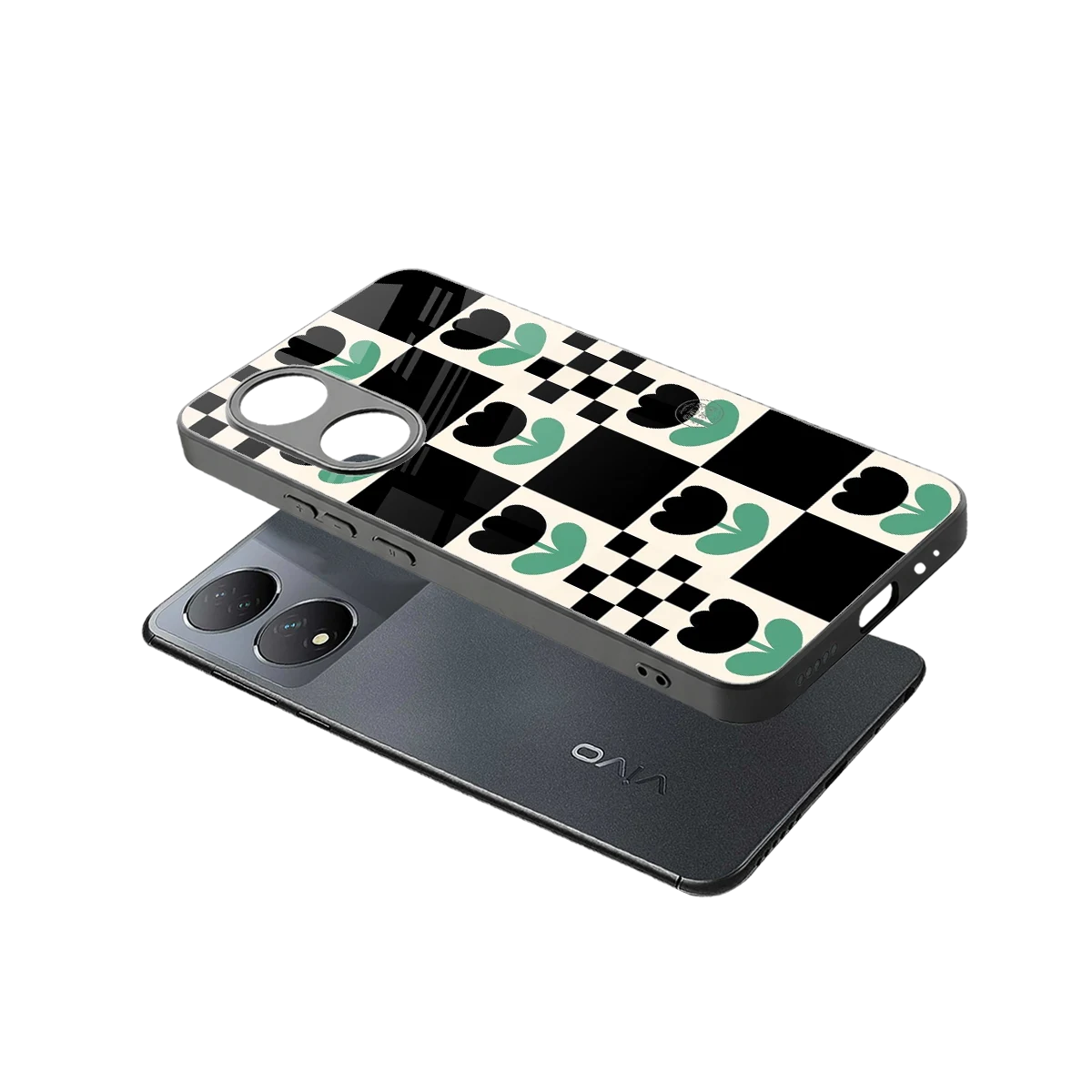 Minimalistic Flower Pattern sleek Vivo-y100 cover with tempered glass back and TPU edges