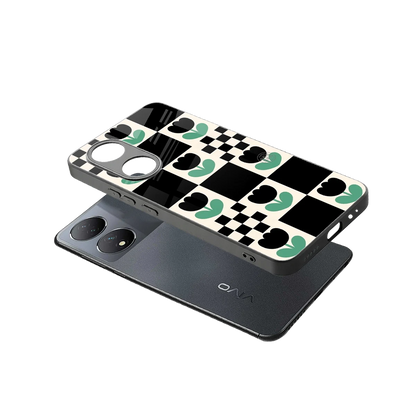 Minimalistic Flower Pattern sleek Vivo-y100 cover with tempered glass back and TPU edges