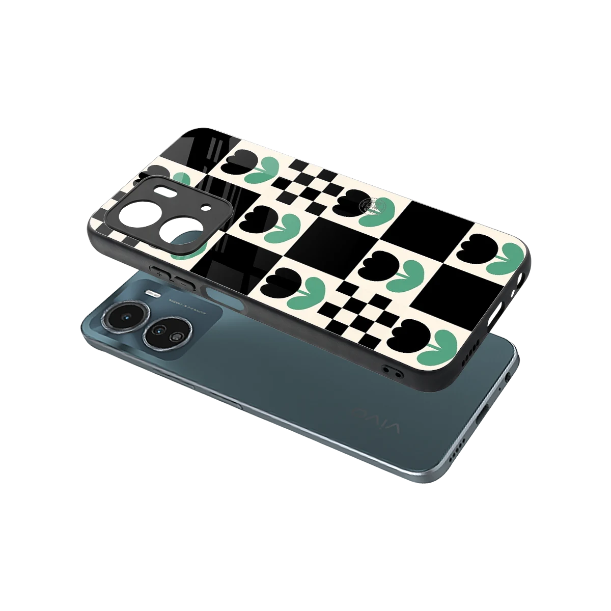 Minimalistic Flower Pattern sleek vivo y16 cover with tempered glass back and TPU edges