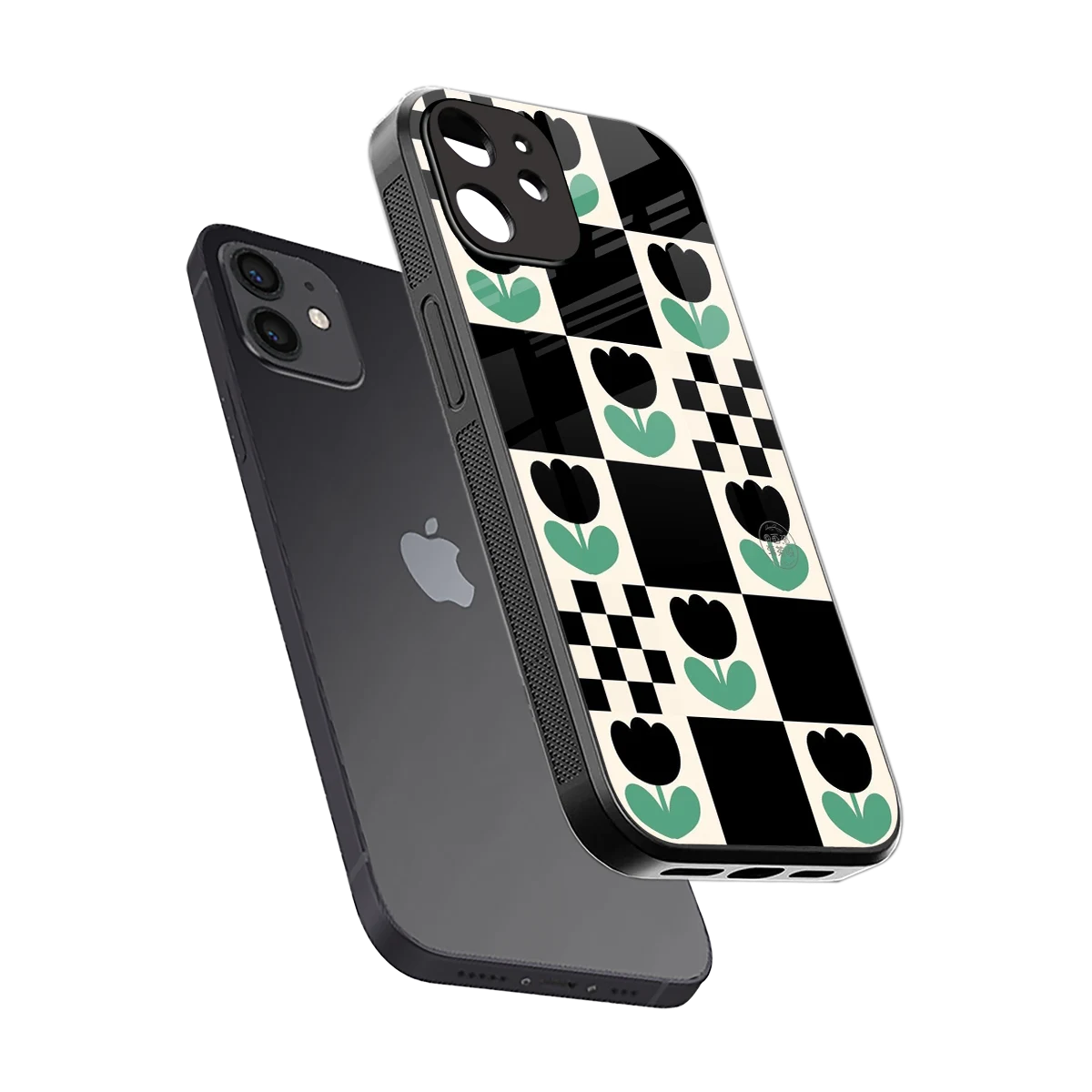 Minimalistic Flower Pattern sleek iphone 11 cover with tempered glass back and TPU edges