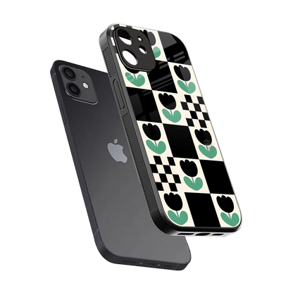 Minimalistic Flower Pattern sleek iphone 11 cover with tempered glass back and TPU edges