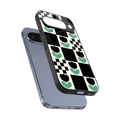 Minimalistic Flower Pattern sleek google pixel 10 cover with tempered glass back and TPU edges