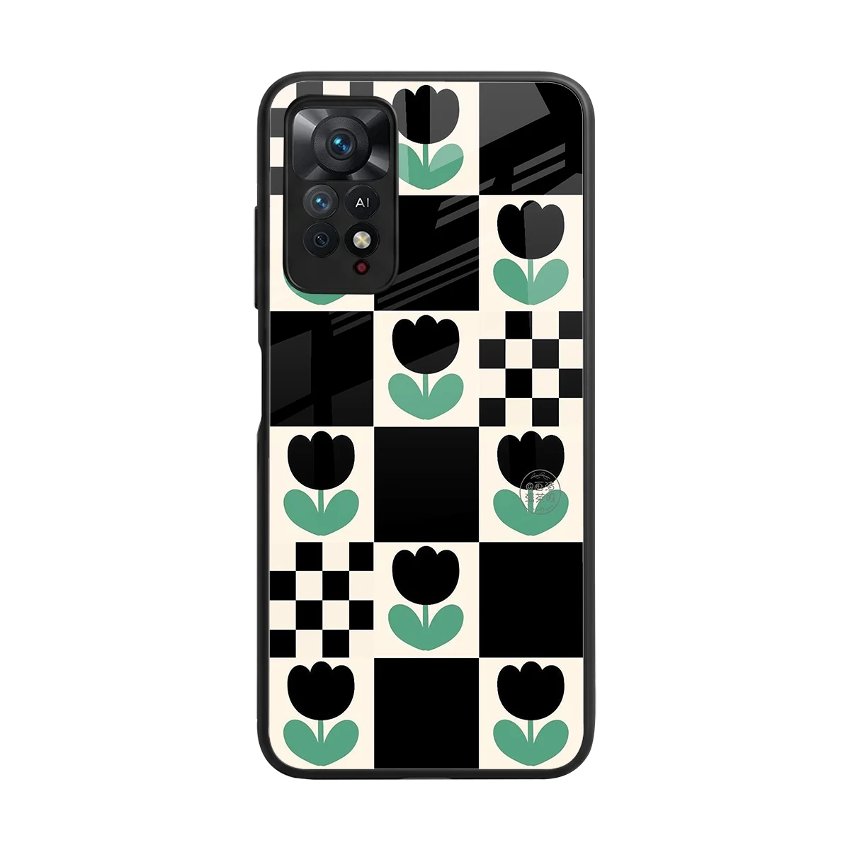 Minimalistic Flower Pattern back phone cover | glass case for redmi note 11 pro