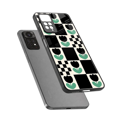 Minimalistic Flower Pattern sleek redmi note 11 pro cover with tempered glass back and TPU edges