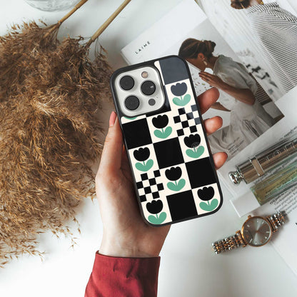 Minimalistic Flower Pattern Phone Case for Iphone 16 | Glass Case