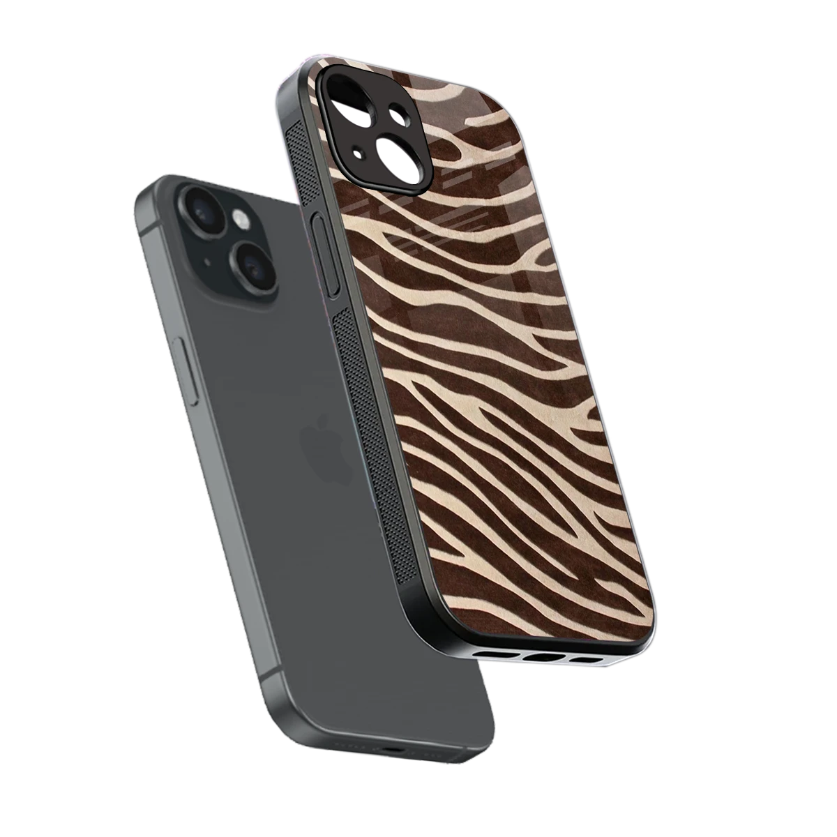 Mocha Swirls sleek iphone 13 cover with tempered glass back and TPU edges