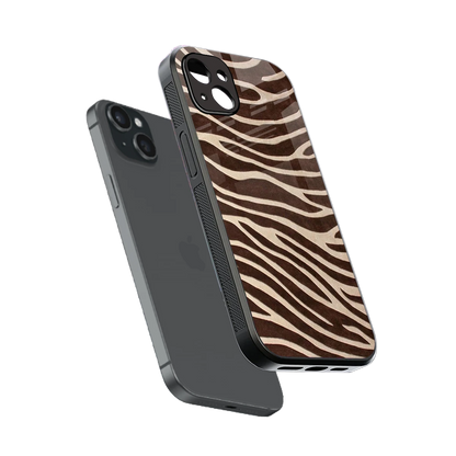 Mocha Swirls sleek iphone 15 plus cover with tempered glass back and TPU edges