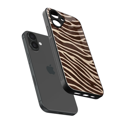 Mocha Swirls sleek iPhone 16 cover with tempered glass back and TPU edges