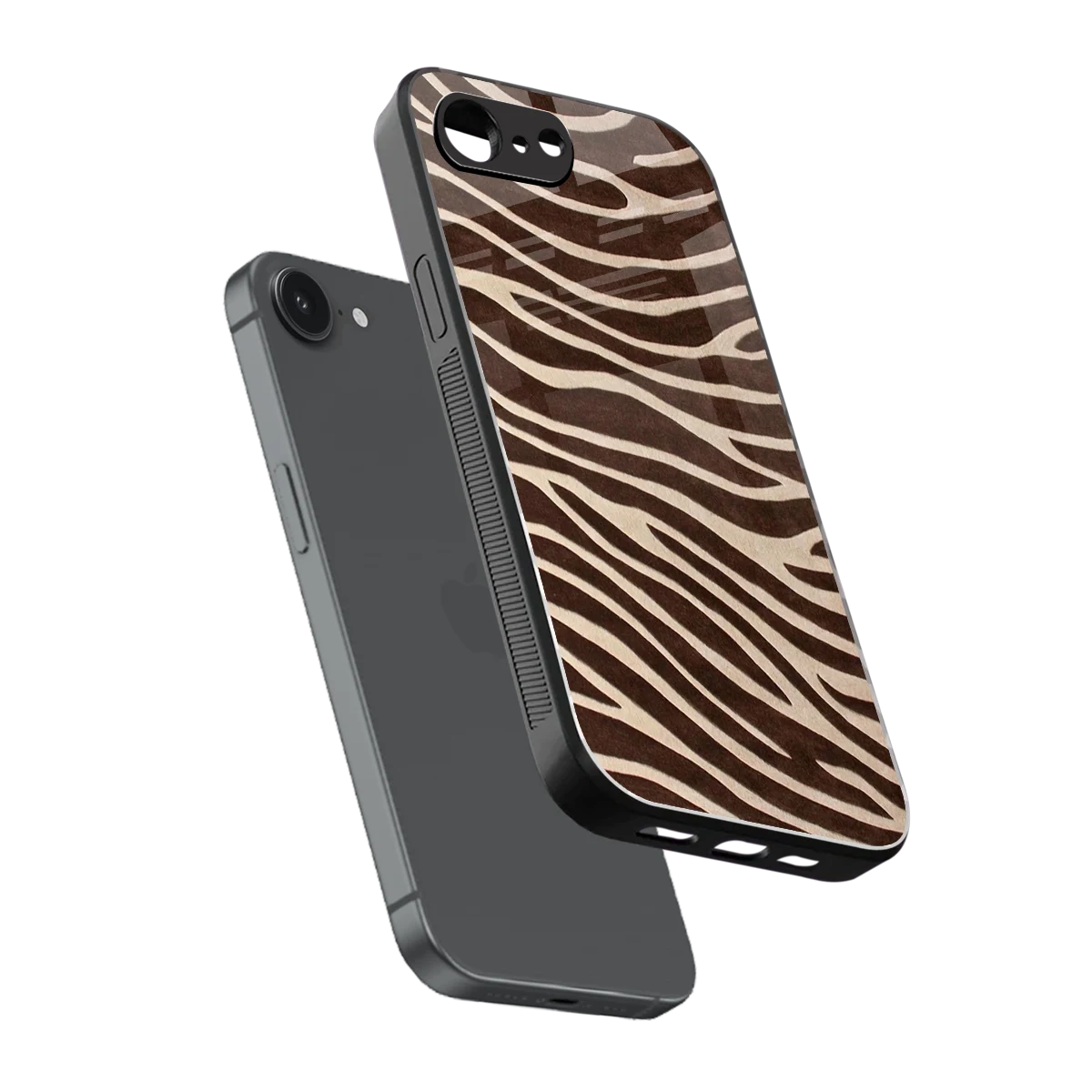 Mocha Swirls sleek iphone 16e cover with tempered glass back and TPU edges