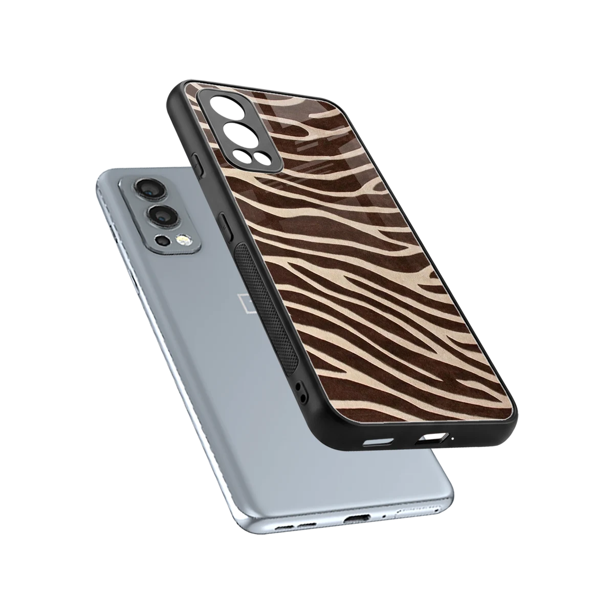 Mocha Swirls sleek oneplus nord 2 cover with tempered glass back and TPU edges