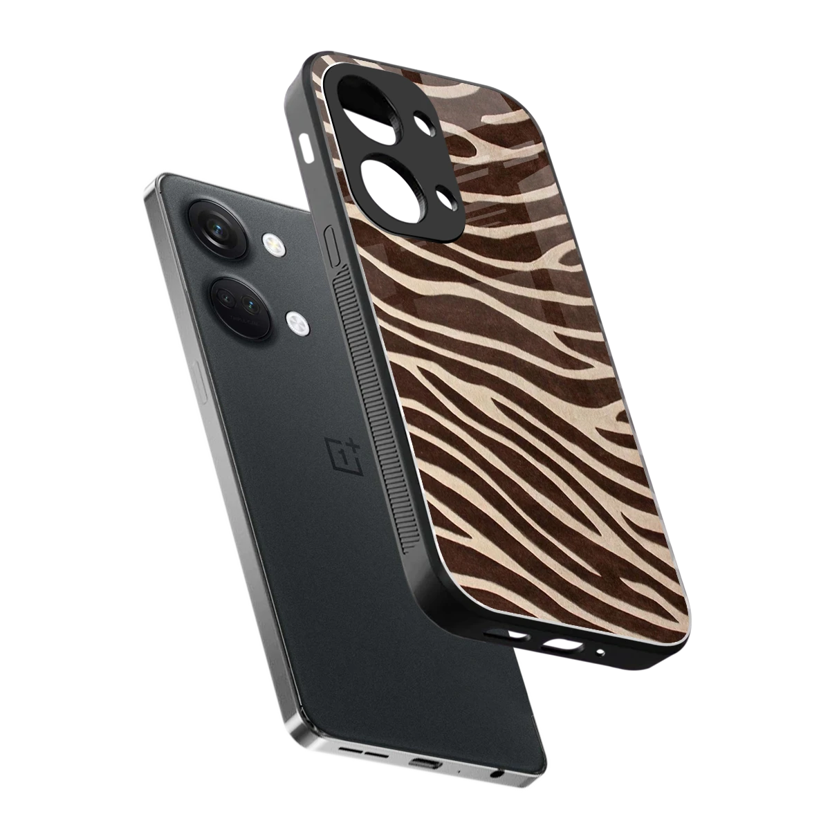 Mocha Swirls sleek oneplus nord 3 cover with tempered glass back and TPU edges