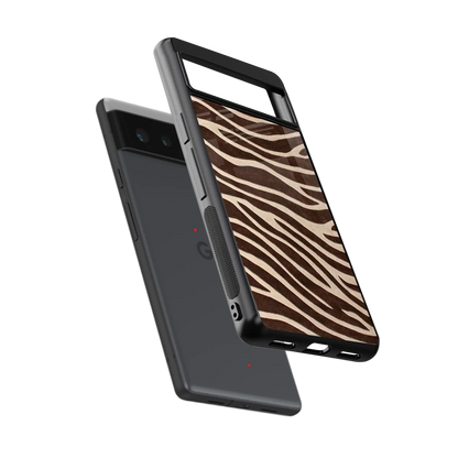 Mocha Swirls sleek google pixel 6 cover with tempered glass back and TPU edges