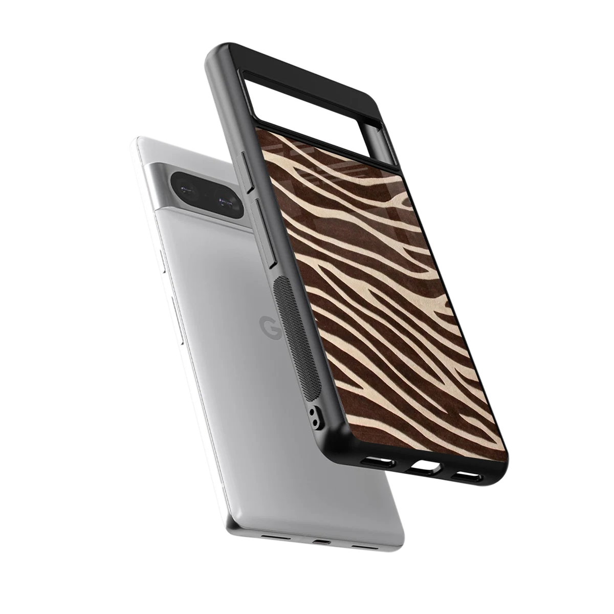 Mocha Swirls sleek google pixel 8 cover with tempered glass back and TPU edges