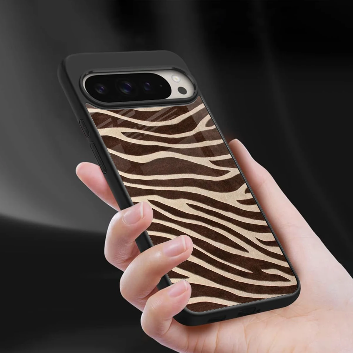 Mocha Swirls sleek google pixel 9 pro xl cover with tempered glass back and TPU edges