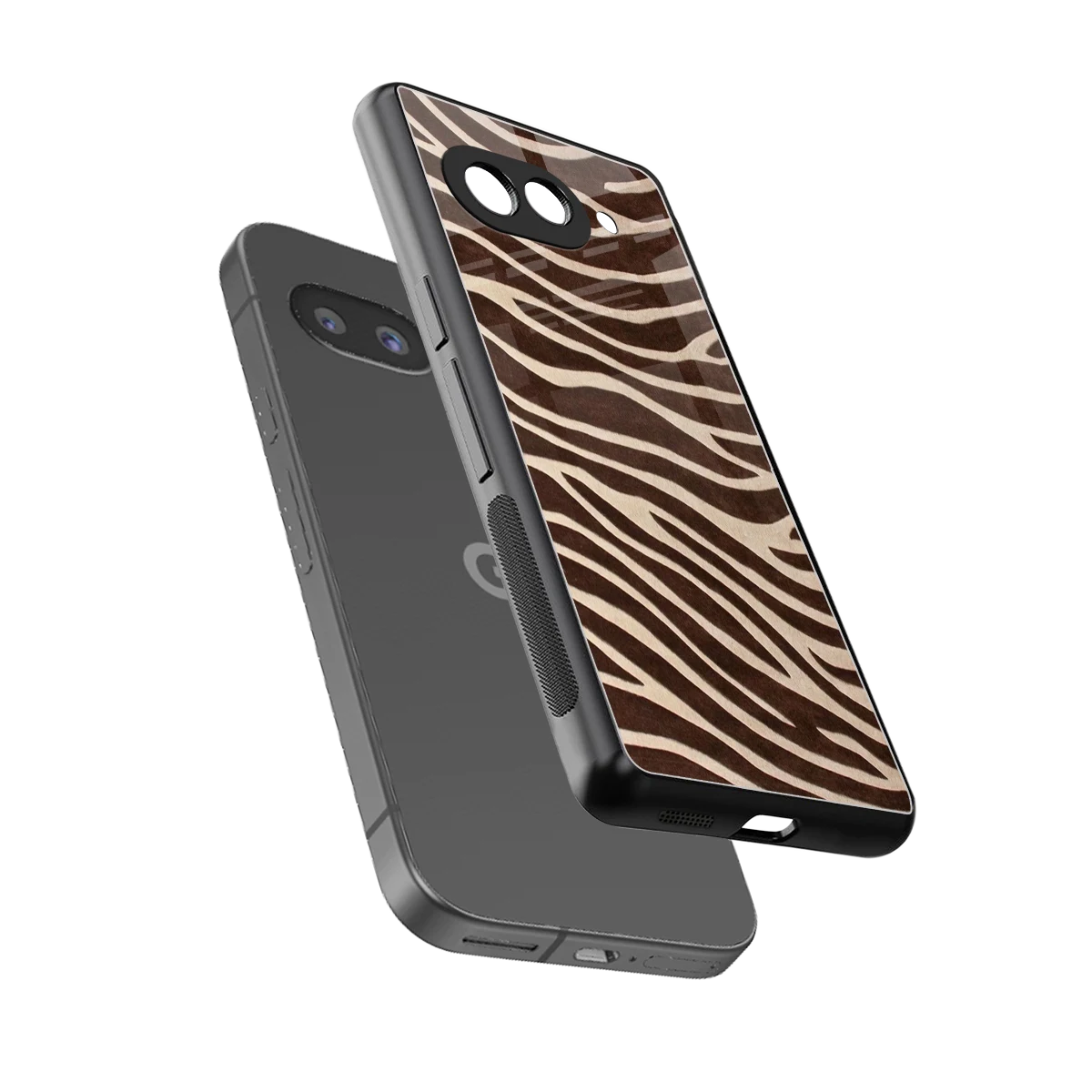 Mocha Swirls sleek google pixel 10a cover with tempered glass back and TPU edges