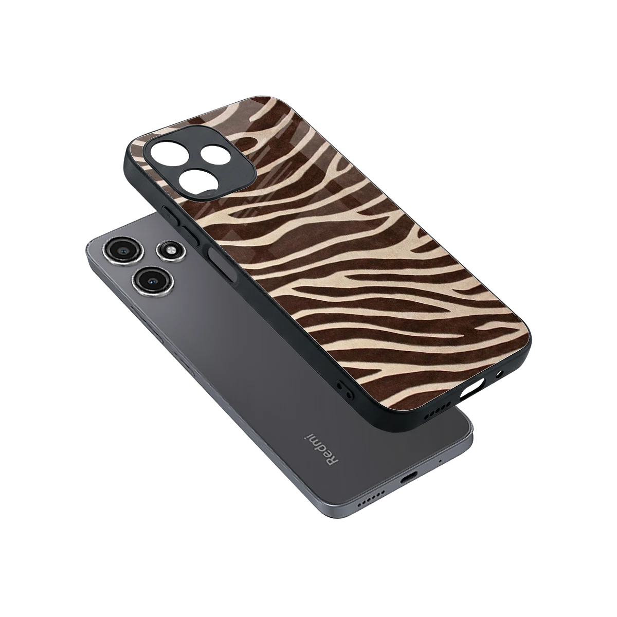 Mocha Swirls sleek redmi 12 5g cover with tempered glass back and TPU edges