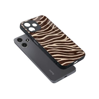 Mocha Swirls sleek redmi 12 5g cover with tempered glass back and TPU edges