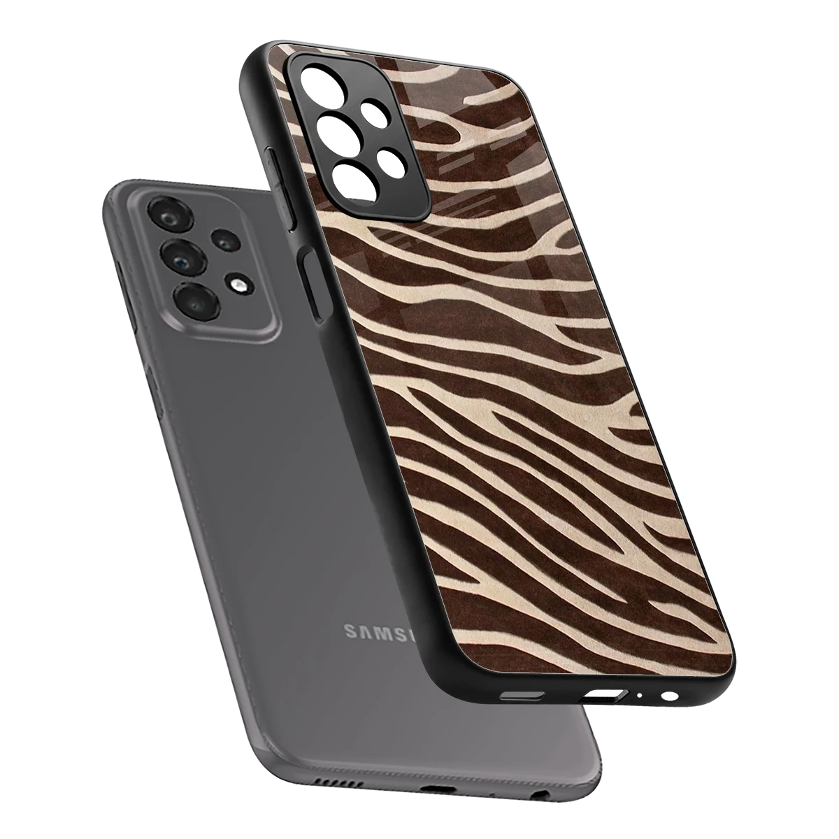 Mocha Swirls sleek samsung galaxy a23 cover with tempered glass back and TPU edges